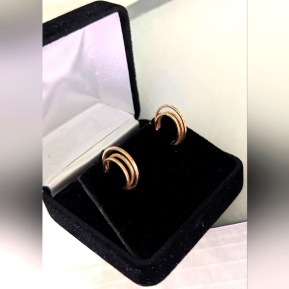 14 Carat Gold Triple Hoop Earring Jackets